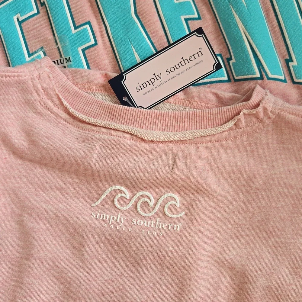 NWT Simply Southern Weekend Boxy Pullover Sweatshirt Rosy Pink - Picture 4 of 6